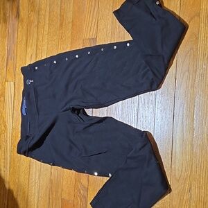 Tommy Hilfiger Black Straigjt Leg Pant Legging with Gold Studs Down Sides